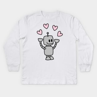 Robot Hearts Kids Long Sleeve T-Shirt